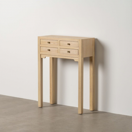 Console - Consolă îngustă 4 sertare lemn paulownia – vedere frontală elegantă
