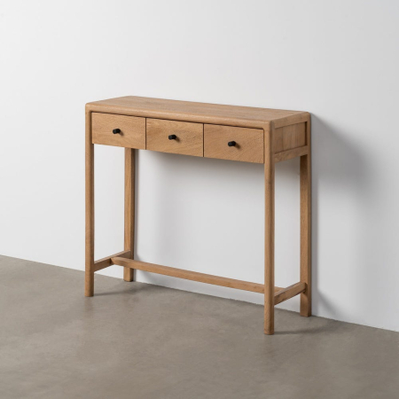 Consolă îngustă lemn mango 3 sertare picioare înalte [1]