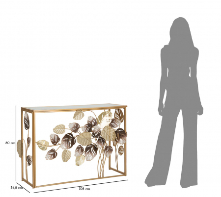 Consola aurie cu blat din oglinda decorata cu frunze Leavy | CreativDeco.ro [8]