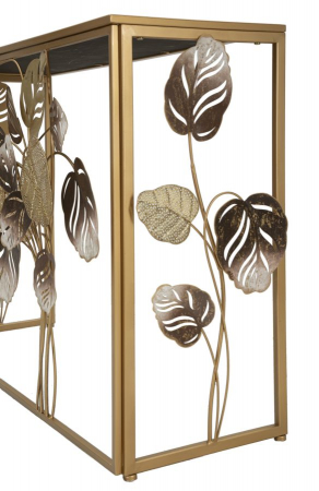 Consola aurie cu blat din oglinda decorata cu frunze Leavy | CreativDeco.ro [6]