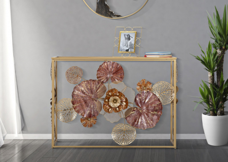 Consola Redy aurie cu flori 3D stil Glam | CreativDeco [6]