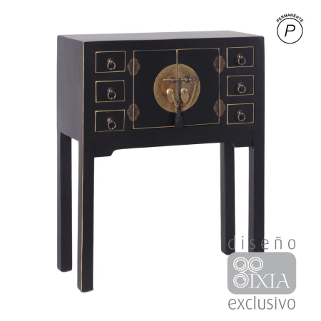 Console - Consolă neagră cu 2 uși și 6 sertare din MDF