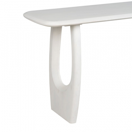 Consolă albă sculpturală din lemn de acacia – design elegant și artistic [4]
