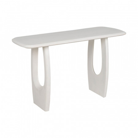 Consolă albă sculpturală din lemn de acacia – design elegant și artistic [1]