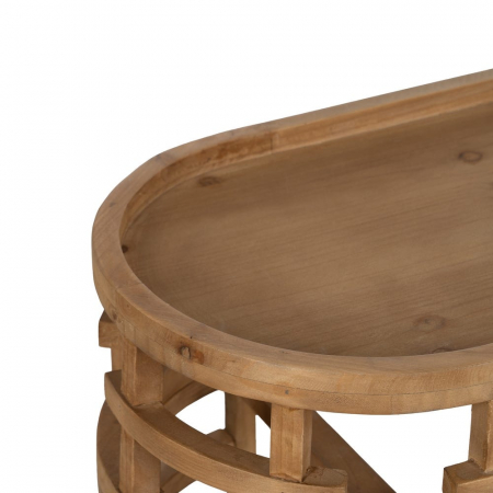 Consolă ovală lemn natur Ixia – vedere frontală artistică [2]