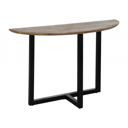 Consolă semirotundă Ixia – mango honey și structură metalică – vedere frontală [1]