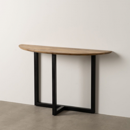 Console - Consolă semirotundă Ixia – mango honey și structură metalică – vedere frontală