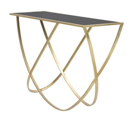 Consola Ring Glamour aurie cu blat sticla | CreativDeco [1]