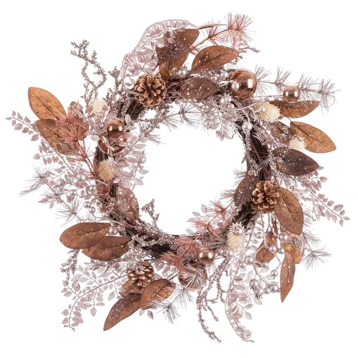 Obiecte decorative - Coroana de Craciun eleganta cu detalii argintii - CreativDeco