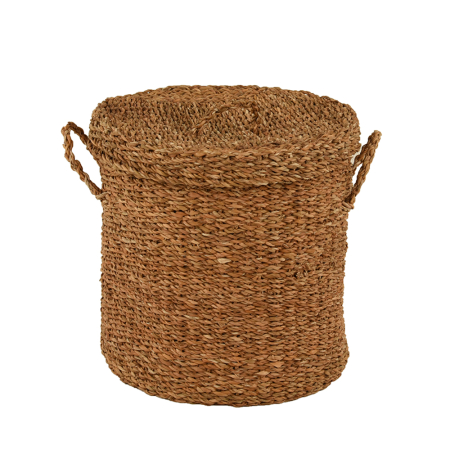 Cosuri - Coș cu capac din iarbă de mare naturală rustic boho
