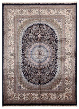 Textile - Covor persan bleumarin Qoum Shah|Covoare orientale clasice