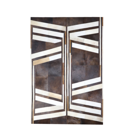 Covoare - Covor cu design rustic piele lână maro negru bej