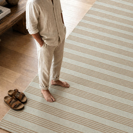 Mobilier - Covor cu dungi natural din polipropilena, dimensiune mare