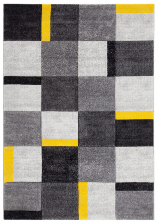 Textile - Covor contemporan geometric gri-galben|Covoare moderne premium