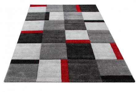Covor contemporan geometric gri-rosu|Covoare moderne premium [1]