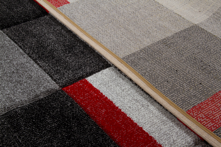 Covor contemporan geometric gri-rosu|Covoare moderne premium [7]
