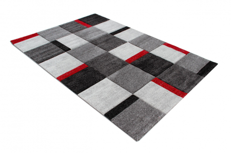 Covor contemporan geometric gri-rosu|Covoare moderne premium [2]