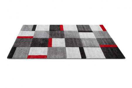 Covor contemporan geometric gri-rosu|Covoare moderne premium [3]
