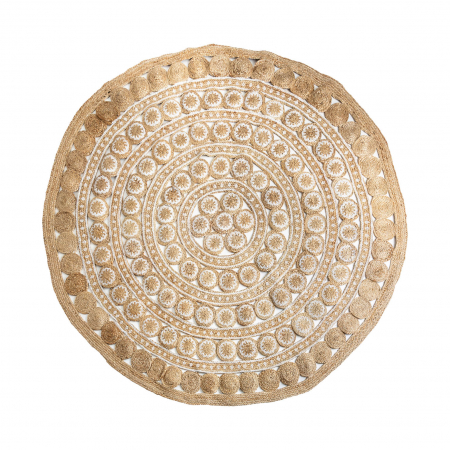 Textile - Covor rotund canepa nisipiu etnic|Covoare naturale de calitate