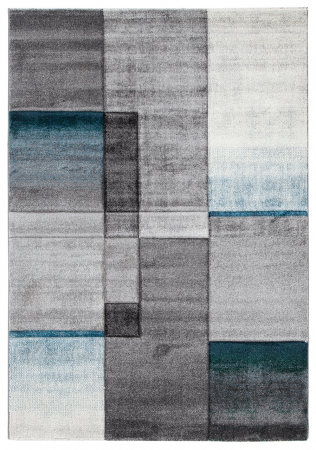 Textile - Covor modern geometric albastru deschis-gri|Covoare contemporane premium