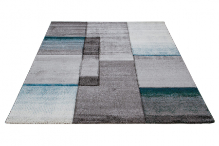 Covor modern geometric albastru deschis-gri|Covoare contemporane premium [1]