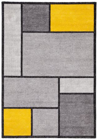 Textile - Covor contemporan geometric gri-galben|Covoare moderne premium