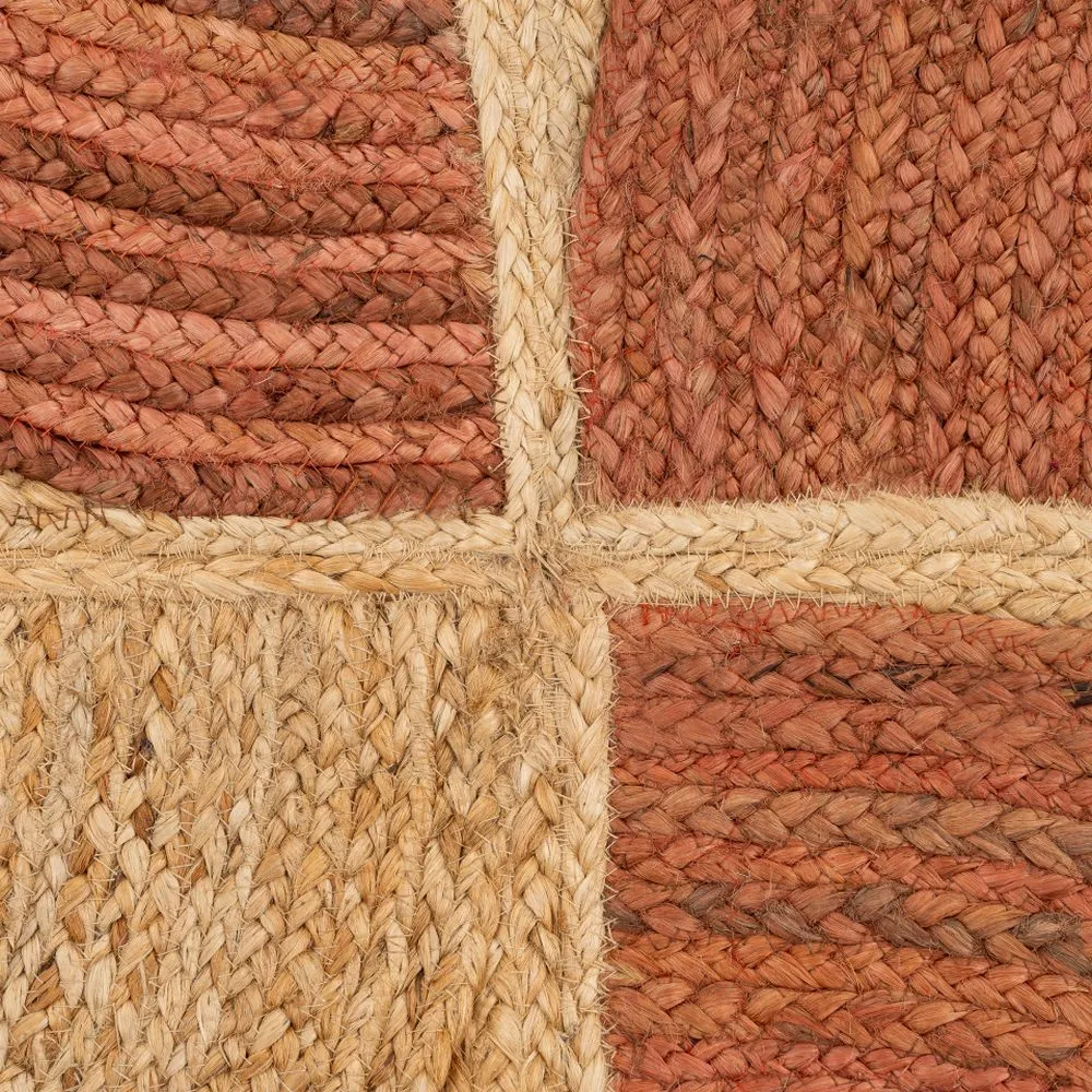 Covor din iută în nuanță teracotă cu model geometric din semicercuri – imagine principală în dining [1]