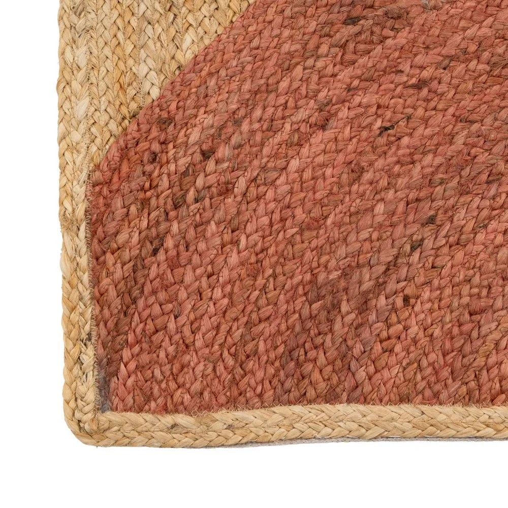 Covor din iută în nuanță teracotă cu model geometric din semicercuri – imagine principală în dining [3]