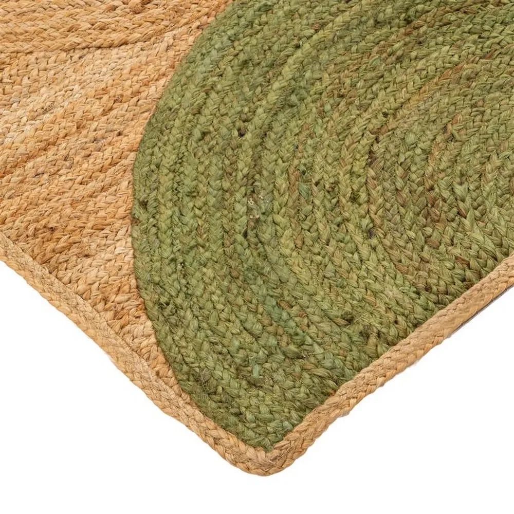 Covor din iută natural-verde cu model geometric din semicercuri – imagine principală în living [1]