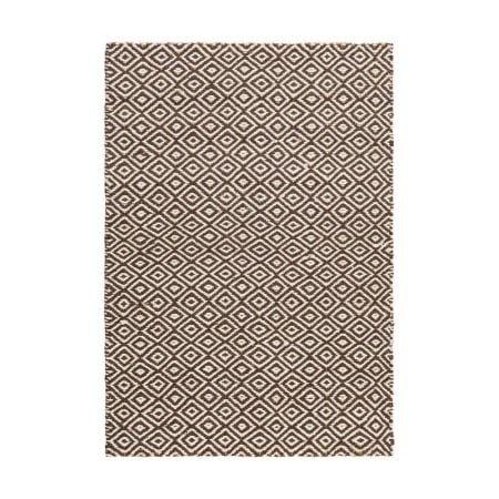 Textile - Covor din iută natural maro model geometric Altea – vedere de sus, romburi repetate, textură de iută.