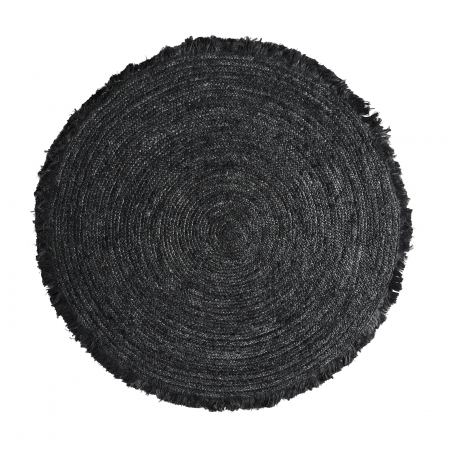 Covoare - Covor rotund contemporan iuta neagra|Covoare moderne