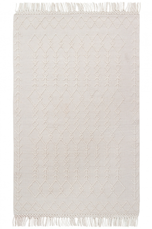 Textile - Covor rustic geometric alb|Covoare naturale premium