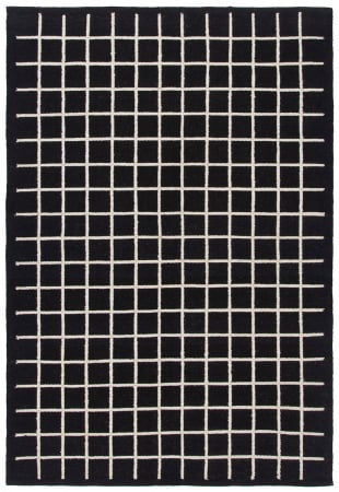 Textile - Covor kilim geometric negru-ivory|Covoare moderne premium