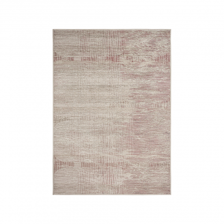 Textile - Covor dreptunghiular bej cu accente roz – design abstract modern