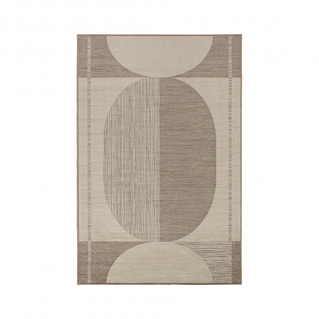 Textile - Covor dreptunghiular bej cu design geometric liniar – echilibru decorativ