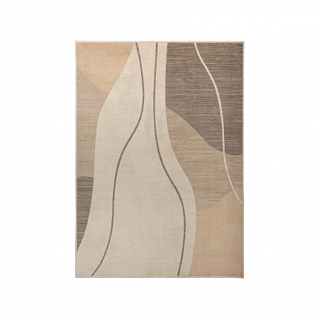Textile - Covor dreptunghiular bej cu forme organice – echilibru natural și stil japandi