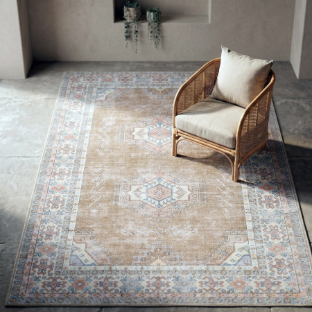Textile - Covor dreptunghiular bej cu model clasic 200x300 cm