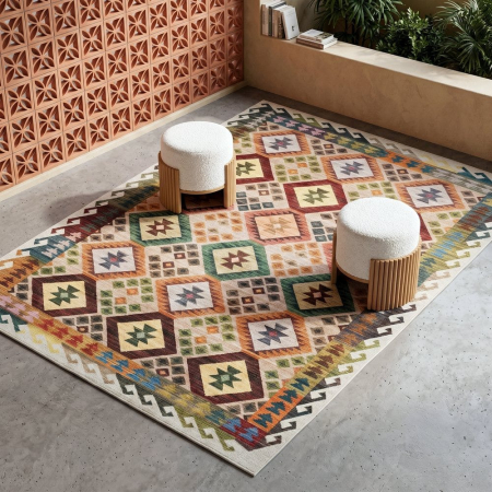 Textile - Covor dreptunghiular cu model etnic multicolor Abasí 160x230 cm