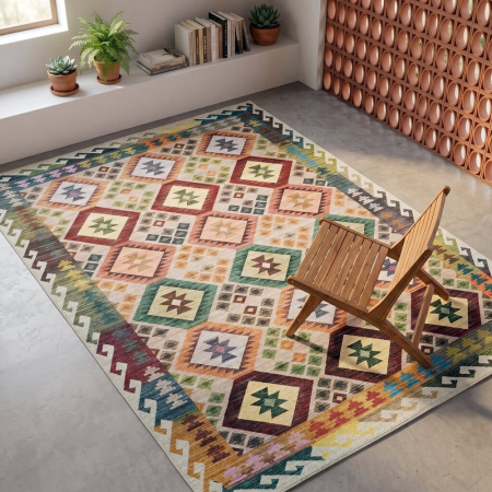 Textile - Covor dreptunghiular cu model etnic multicolor Abasí 200x300 cm
