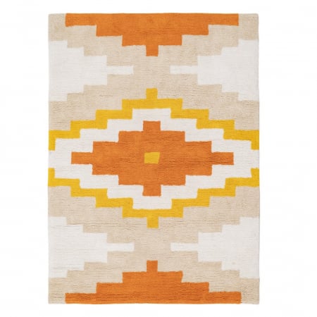 Textile - Covor dreptunghiular bumbac model Azteca|Covoare boho pentru amenajari autentice