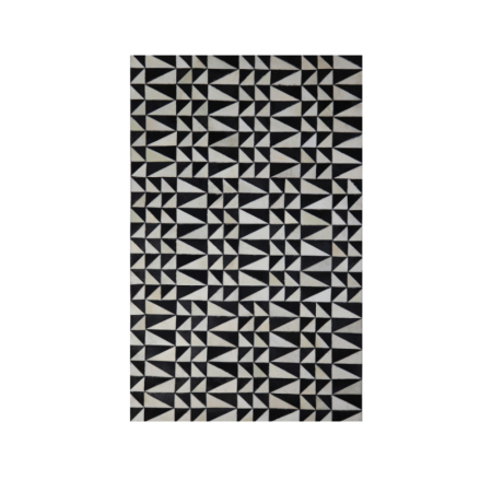 Covoare - Covor dreptunghiular alb-negru piele și lână modern 120x200 cm