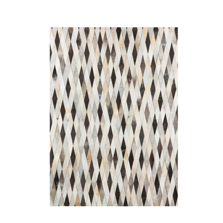 Covoare - Covor dreptunghiular piele naturală gri bej maro – design geometric