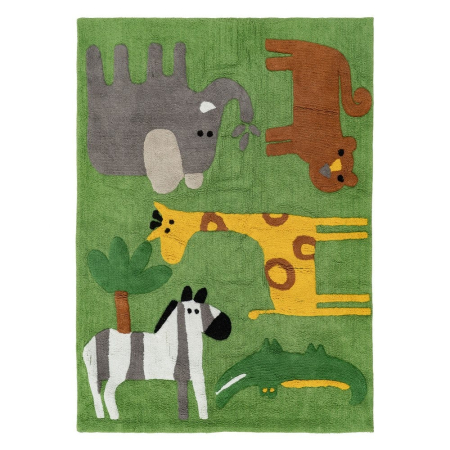 Covoare - Covor dreptunghiular bumbac verde|Covoare jucause pentru copii