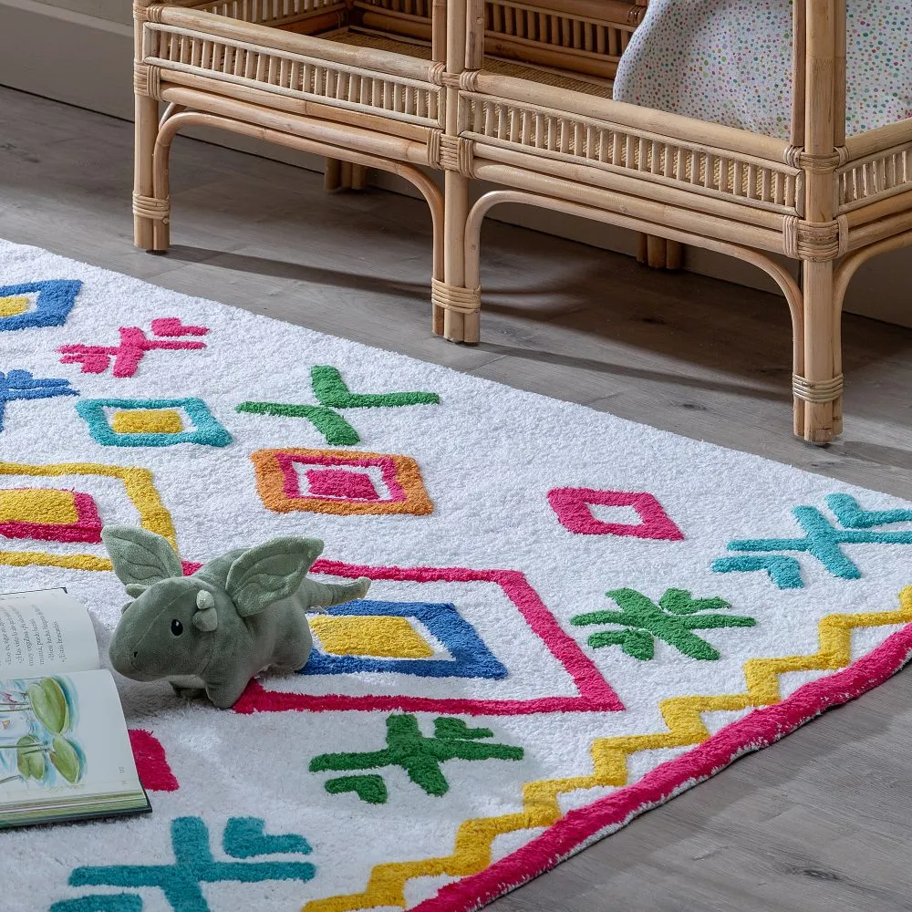 Covor Etnic din Bumbac pentru Camera Copiilor 175 cm| Design Jucăuș și Colorat | CreativDeco [1]