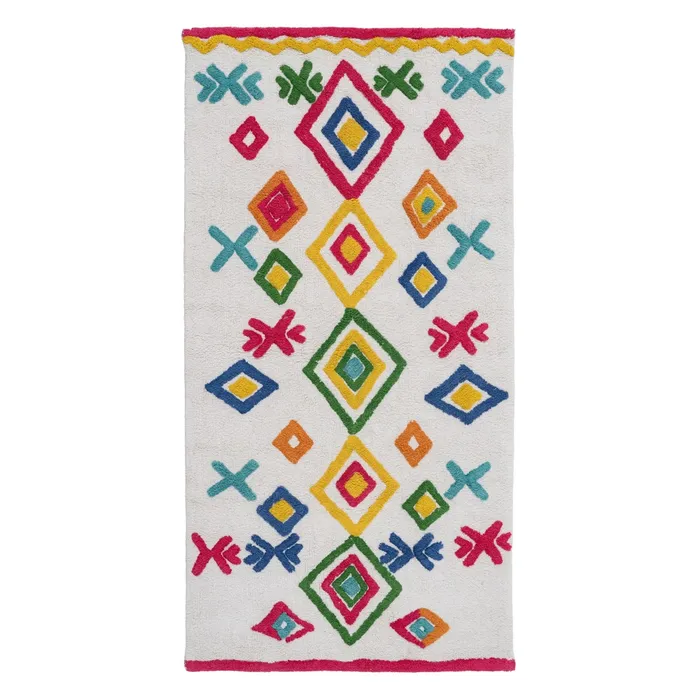 Camera copiilor - Covor Etnic din Bumbac pentru Camera Copiilor 175 cm| Design Jucăuș și Colorat | CreativDeco