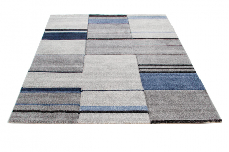 Covor contemporan geometric albastru-alb|Covoare moderne premium [1]