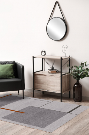 Covor modern geometric gri rosu|Covoare moderne premium [7]