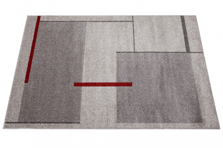Covor modern geometric gri rosu|Covoare moderne premium [1]