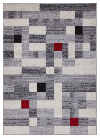 Textile - Covor geometric gri-rosu Casa|Covoare moderne contemporane