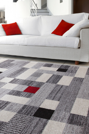 Covor geometric mare gri-rosu|Covoare moderne XL [6]